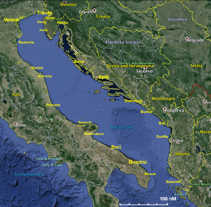 Adriatic Sea On World Map