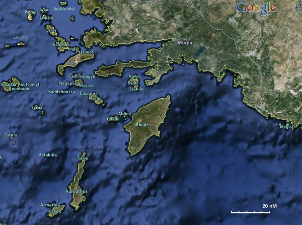 The Dodechanese Islands - For details click on a name or an area